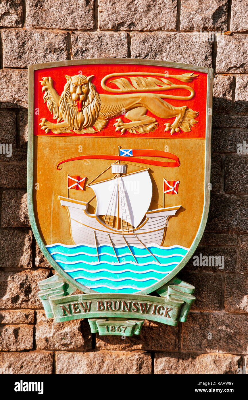 Armoiries de la province canadienne du Nouveau-Brunswick. Banque D'Images