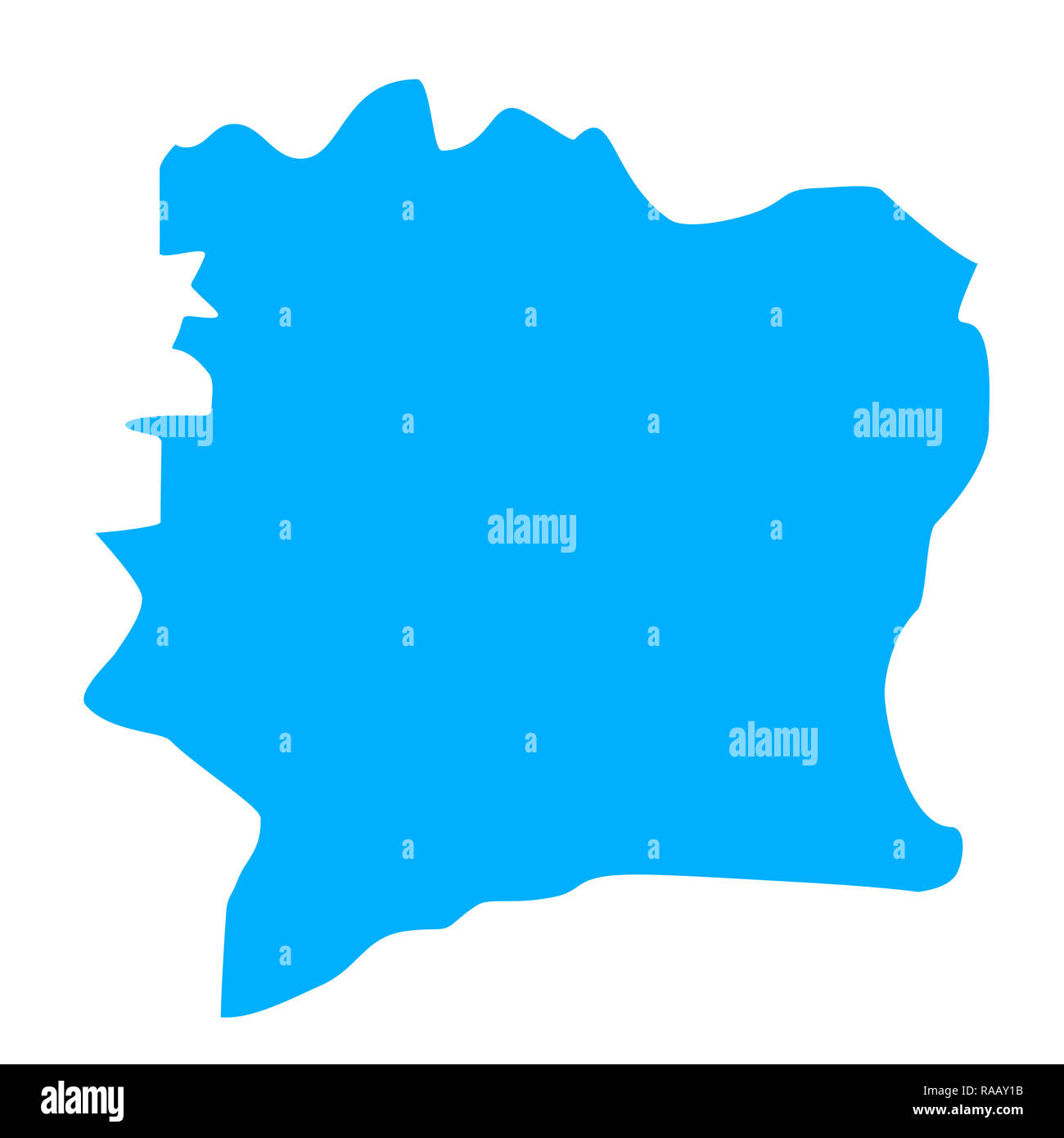 Carte de la Côte d'ivoire. Silhouette d'une carte de la Côte d'ivoire illustration Banque D'Images