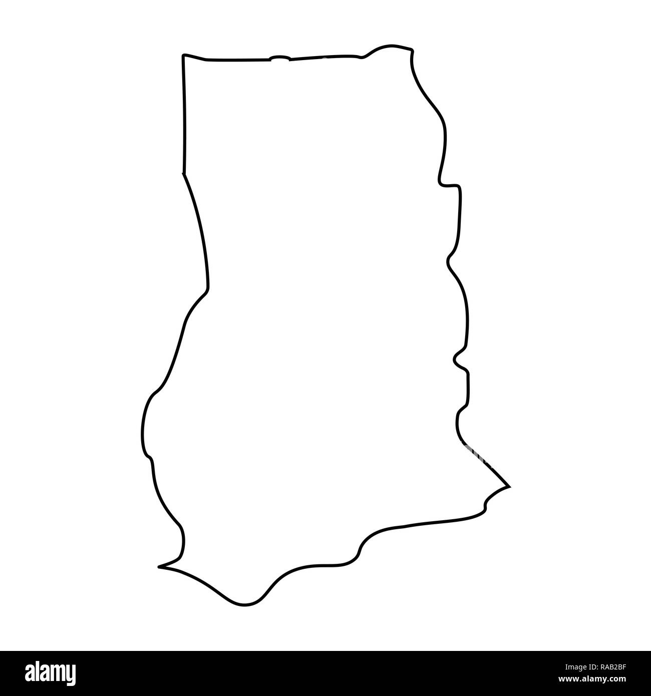 Carte du Ghana - contour. Silhouette de Ghana site illustration Banque D'Images