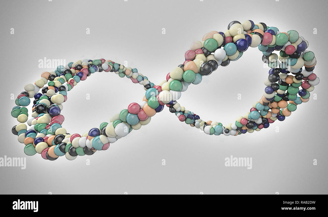 Dessin au Crayon et aquarelle technique d'un symbole constitué de brins  d'ADN de type boules colorées sur un fond de papier brun texturé Photo  Stock - Alamy