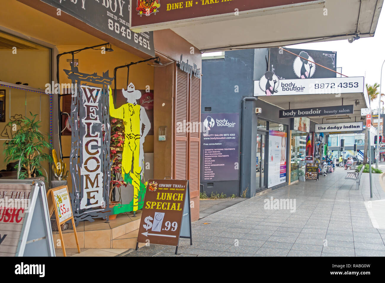 Restaurant thaïlandais de cow-boy. Banlieue de Sydney Dee Pourquoi Banque D'Images