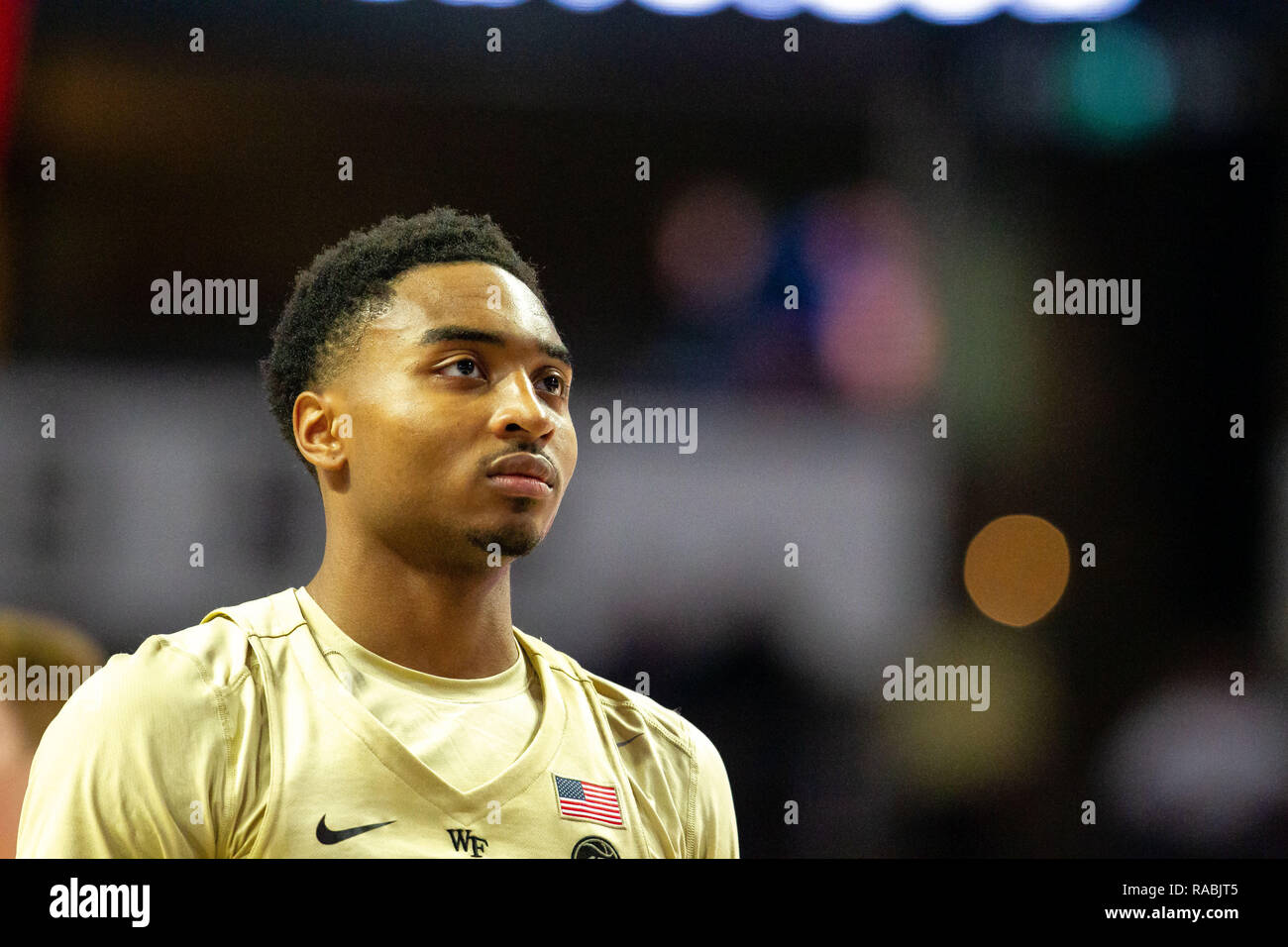 Winston-Salem, NC, USA. 2 Jan, 2019. Démon de Wake Forest Guard Diacres Brandon Childress (0) dans le match de basket-ball de NCAA à LJVM Coliseum de Winston-Salem, NC. (Scott Kinser/Cal Sport Media) Credit : csm/Alamy Live News Banque D'Images