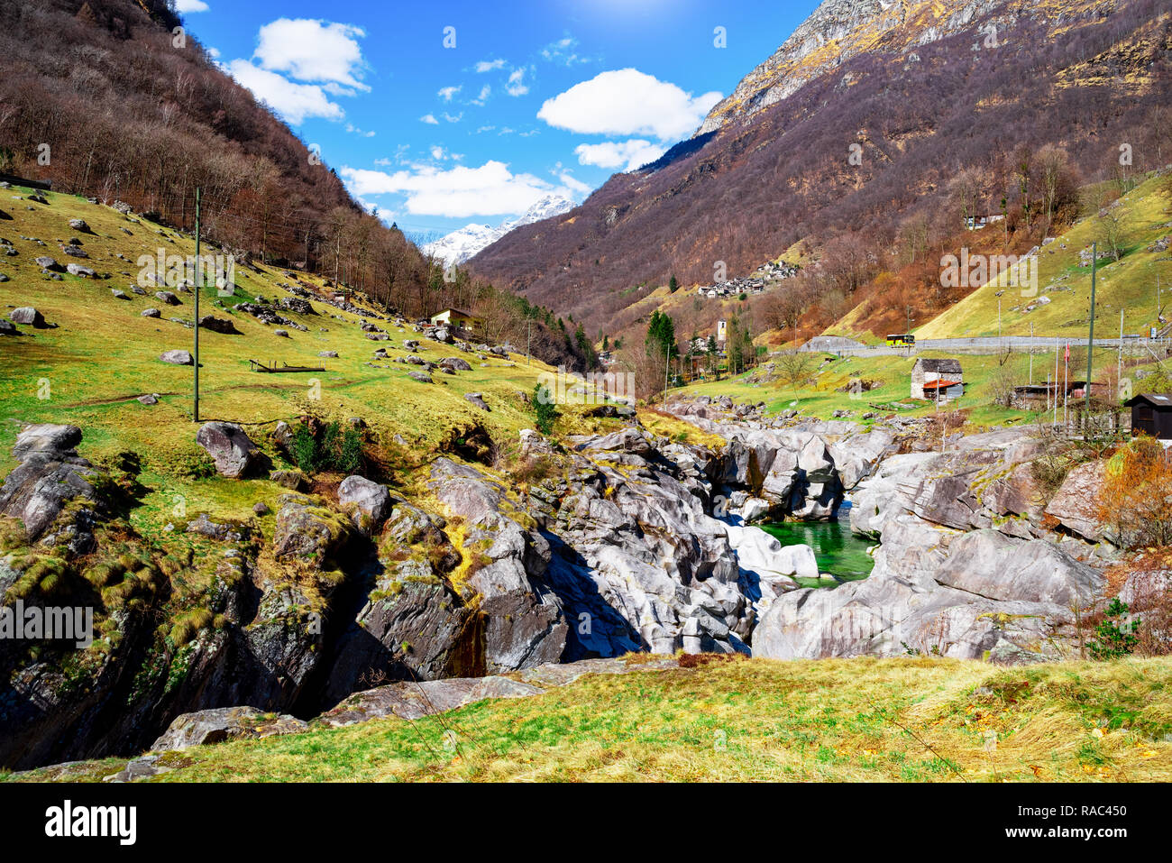 La Verzasca à Lavertezzo Banque D'Images