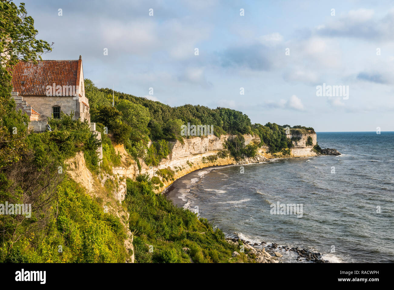 Vieille église sur Hojerup haut de Stevns Klint, UNESCO World Heritage Site, la Nouvelle-Zélande, le Danemark, la Scandinavie, l'Europe Banque D'Images