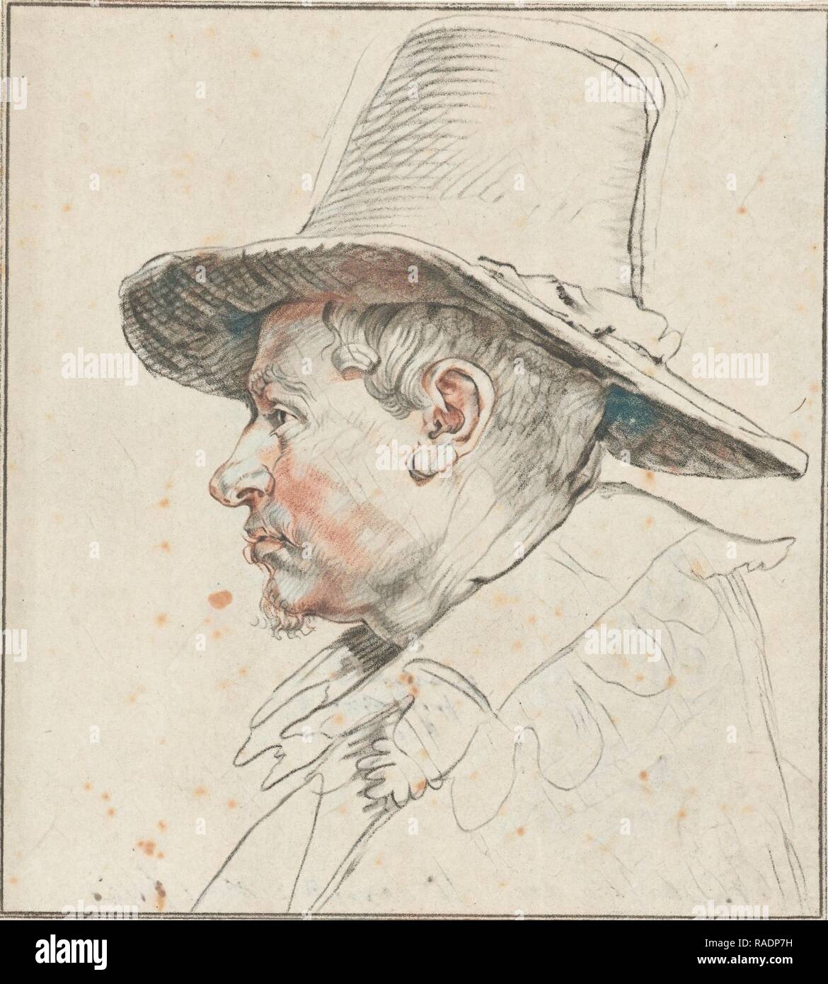 Portrait d'un homme, Cornelis Ploos van Amstel, Johannes Körnlein, Anthony van Dyc. Repensé par Gibon. L'art classique repensé Banque D'Images