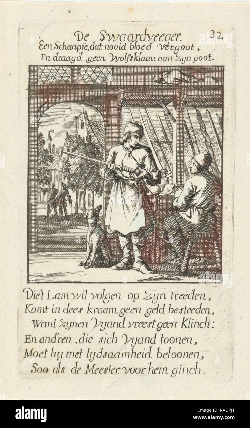 Épée Sweeper, Jan Luyken, 169. Repensé par Gibon. L'art classique avec une touche moderne repensé Banque D'Images