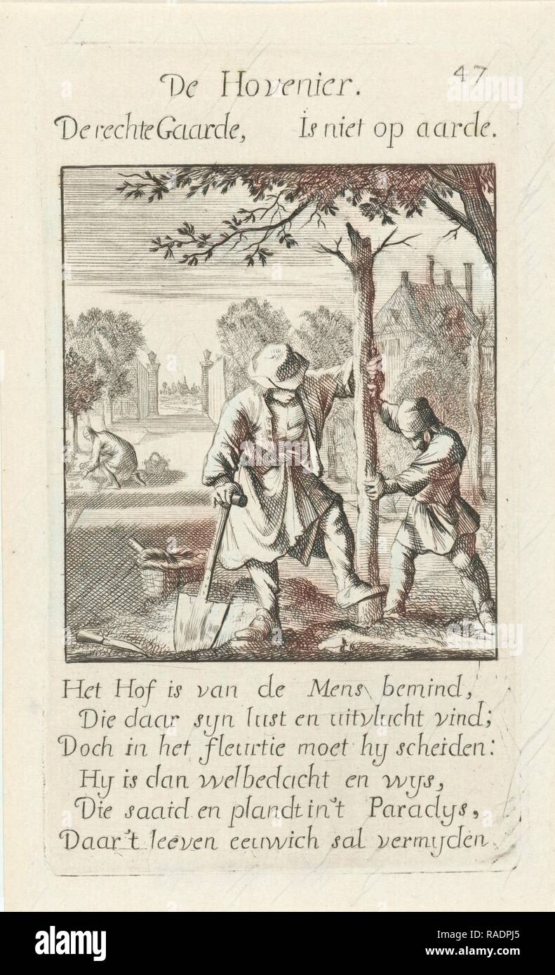 Jardinier, Jan Luyken, 169. Repensé par Gibon. L'art classique avec une touche moderne repensé Banque D'Images