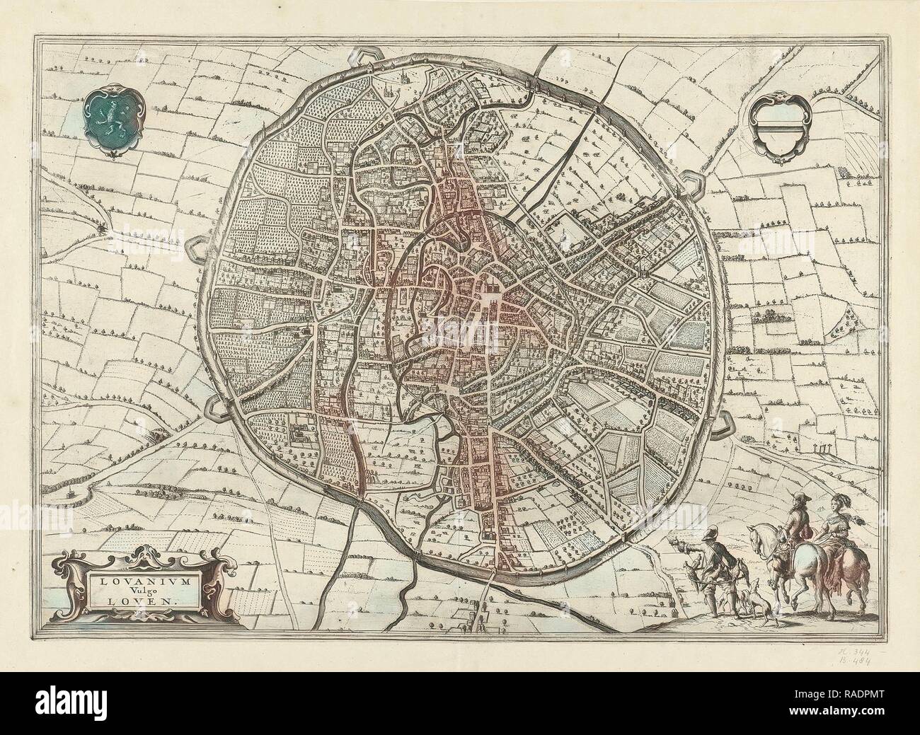 Plan de Louvain en Belgique, Jan Luyken, Frans Hogenberg, Symon Novelanu. Repensé par Gibon. L'art classique avec un style moderne repensé Banque D'Images