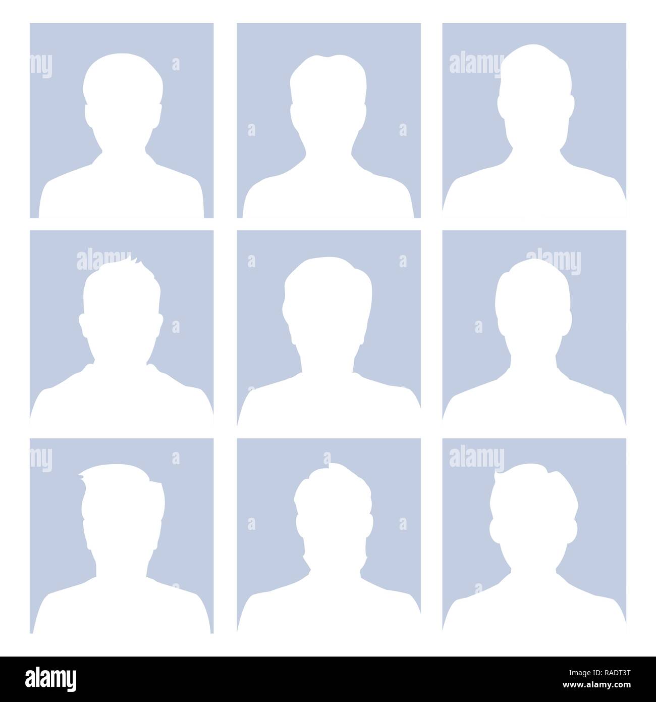 Les visages masculins avatar vide gens buste caractère, modèle plat - vector illustration Illustration de Vecteur