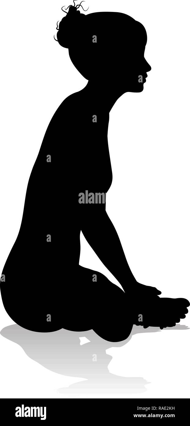 Pilates Silhouette de femme Yoga Pose Illustration de Vecteur