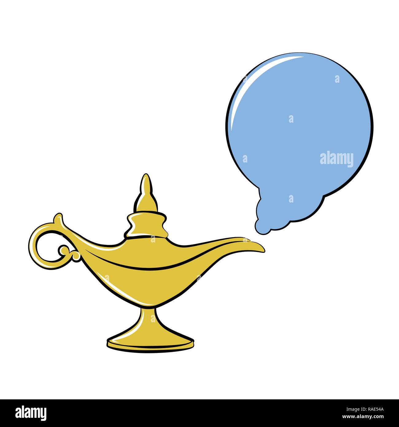 Lampe magique d'or conte arabe trois souhaits illustration vecteur EPS10 Illustration de Vecteur
