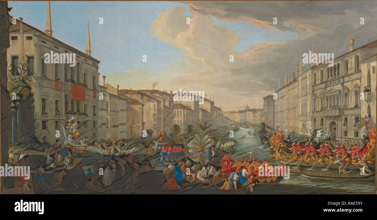 Régate sur le Grand Canal en l'honneur de Frédéric IV, roi de Danemark, Luca Carlevarijs (Italien, 1663 - 1730), 1711 repensé Banque D'Images