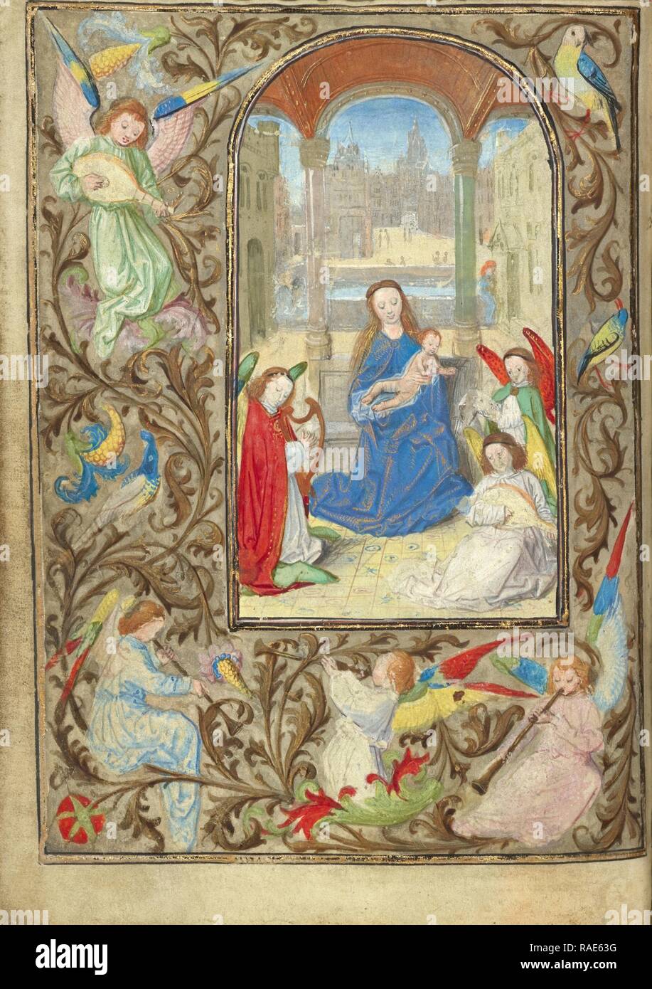 La Vierge et l'enfant avec des anges, Lieven Van Lathem (flamande, sur 1430 - 1493), Gand (Belgique), écrit, à propos de repensé Banque D'Images