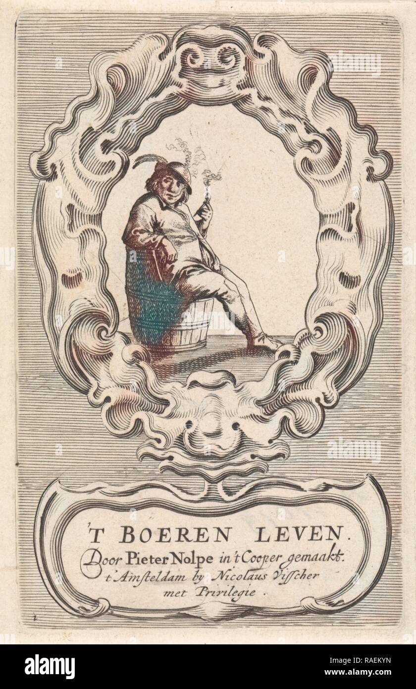 Tuyau de séance-agriculteur, Pieter Nolpe, Pieter Jansz. Quast, Nicolaes Visscher (I. Repensé par Gibon. Classic repensé Banque D'Images