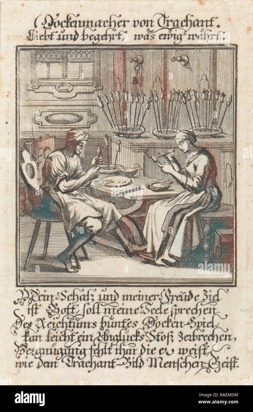 Fabricant de poupées, Jan Luyken, anonyme, 169. Repensé par Gibon. L'art classique avec une touche moderne repensé Banque D'Images