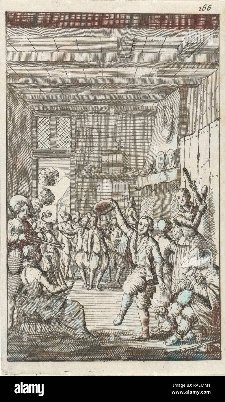 Vrijstermarkt à Schermerhorn, aux Pays-Bas, Jan Luyken, Jan Bouman, 168. Repensé par Gibon. L'art classique avec un repensé Banque D'Images