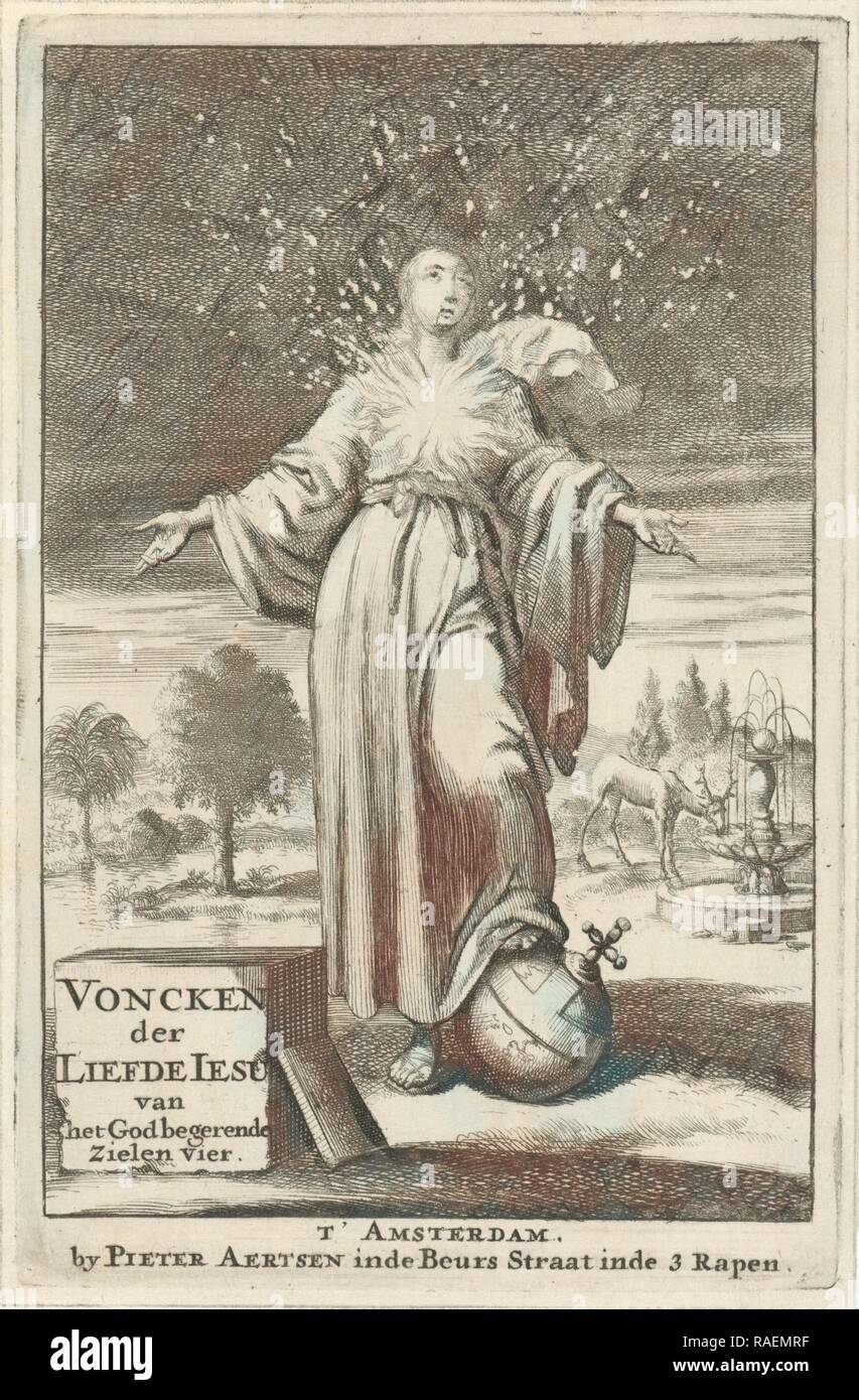 Femme avec burning sein ressemble skyward, Jan Luyken, Pieter Arentsz (II), 168. Repensé par Gibon. L'art classique avec un repensé Banque D'Images