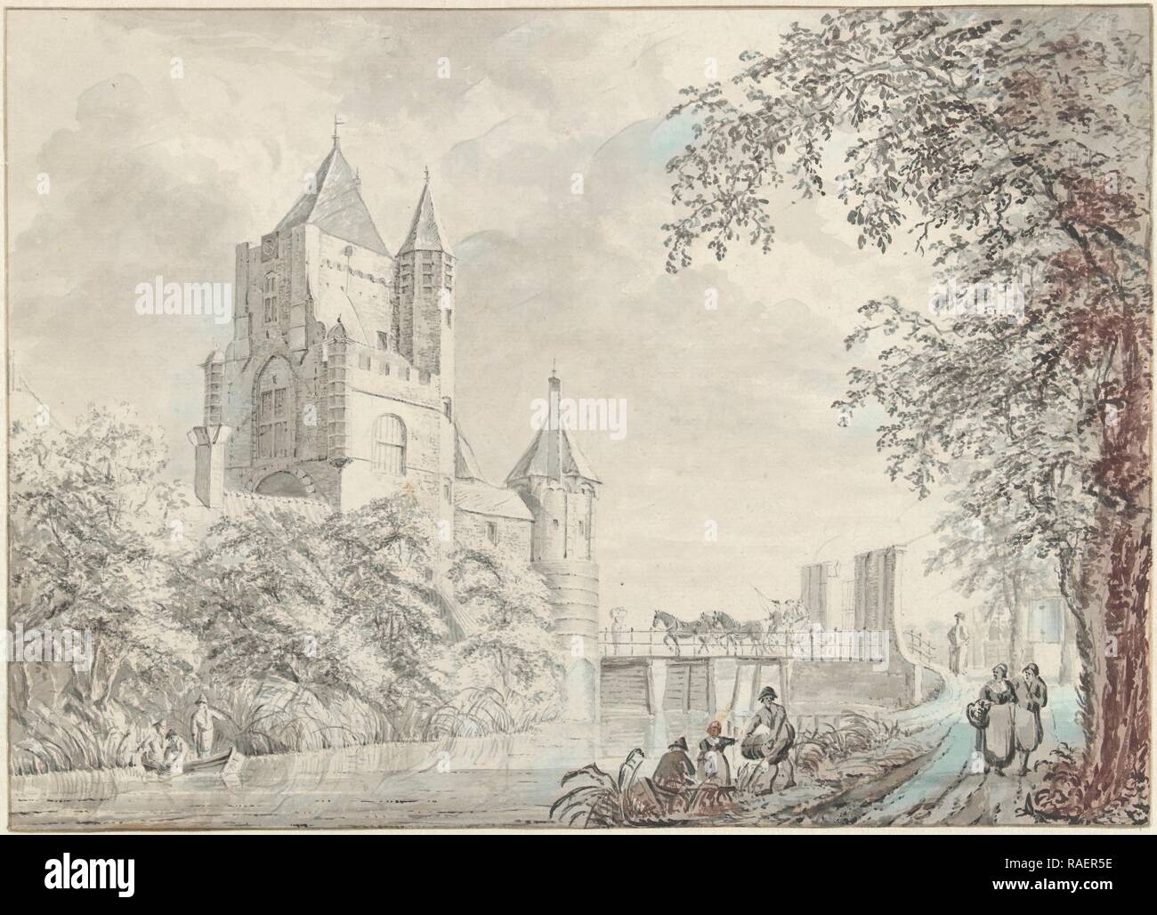 City Gate, attribué à Jacobus Kops, 1746 - 177. Repensé par Gibon. L'art classique avec une touche moderne repensé Banque D'Images