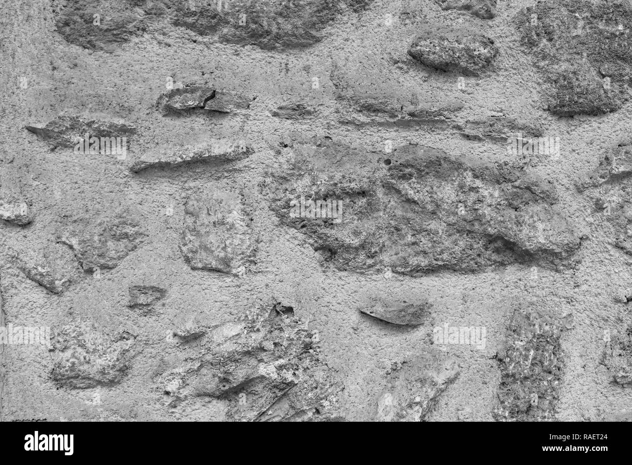 La texture de vintage old weathered mur de chambre à l'extérieur. Résumé fond. Couleur noir et blanc horizontal la photographie. Banque D'Images