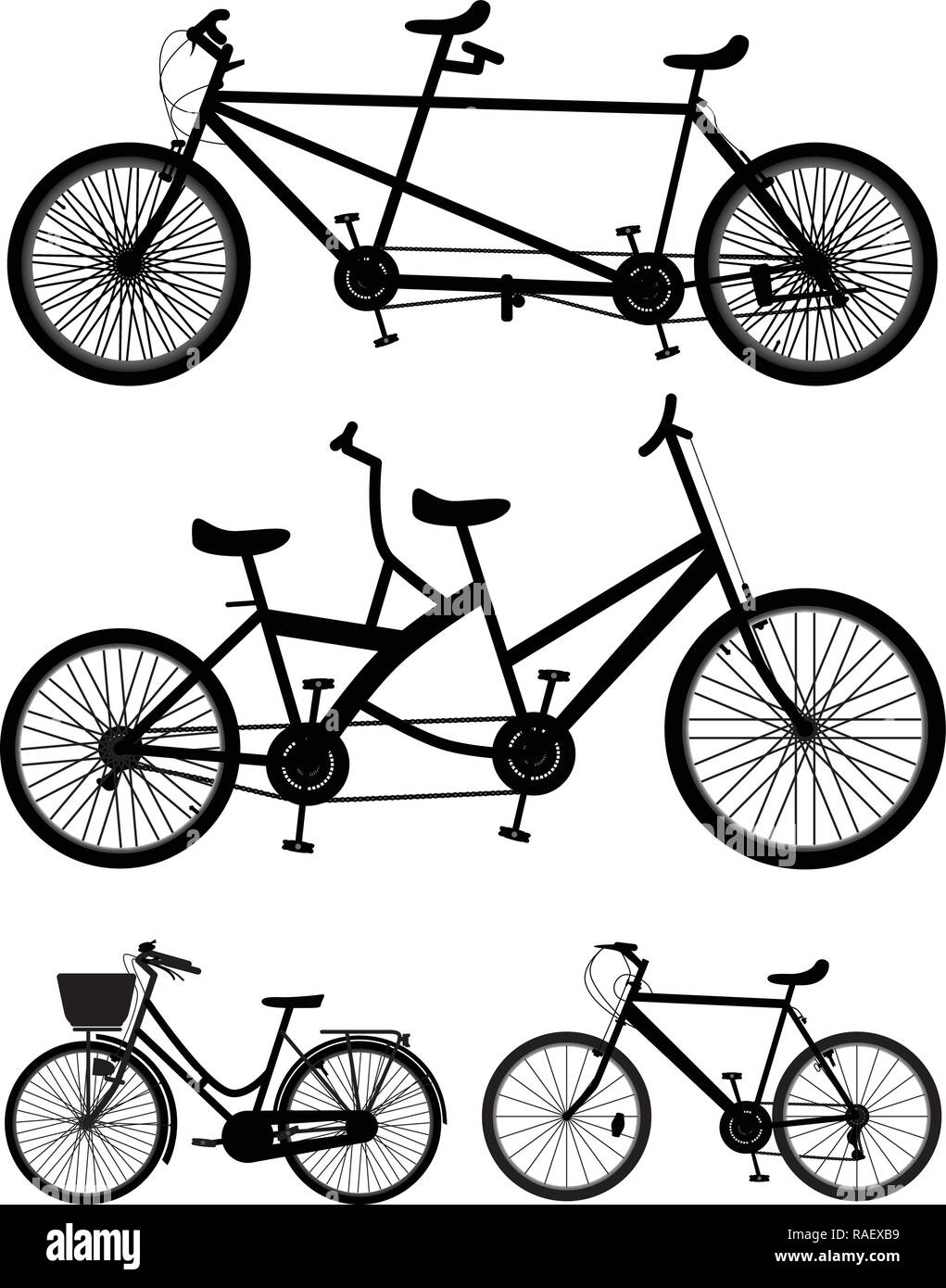 Deux vélos avec deux places et deux places avec un vélo Image Vectorielle  Stock - Alamy