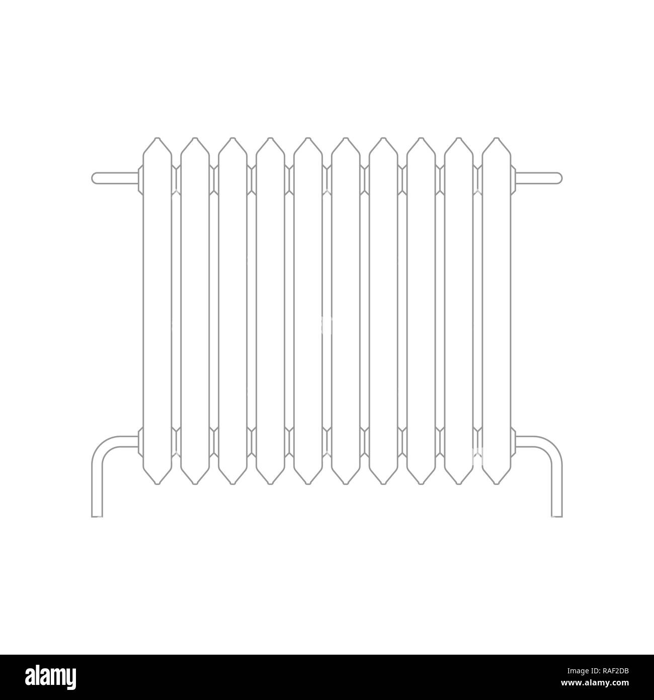 Isolées du radiateur de chauffage Systèmes de chauffage du radiateur en métal. Illustration de Vecteur