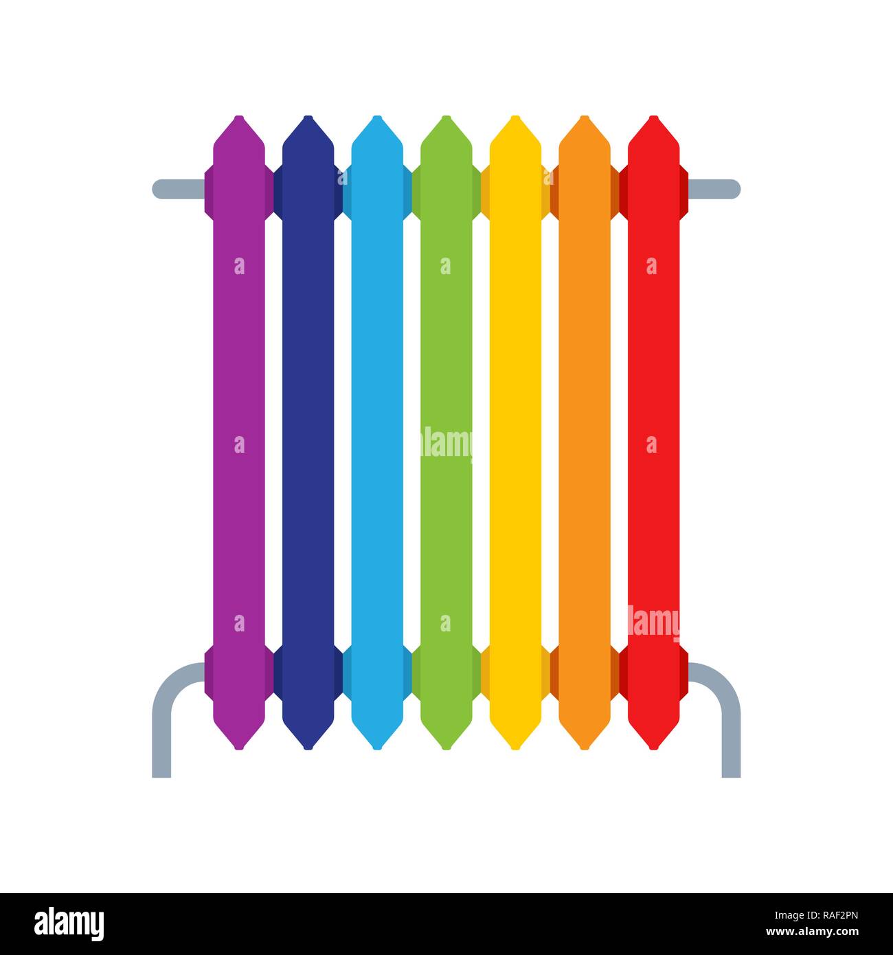 Radiateur chauffage arc-en-ciel isolés. Les systèmes de chauffage du radiateur métallique multicolore Illustration de Vecteur