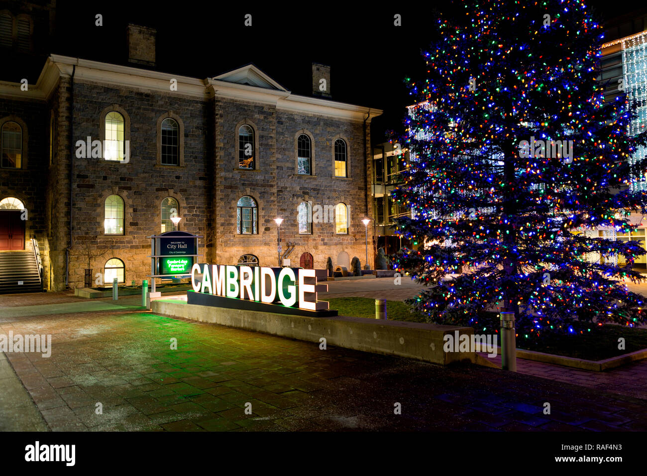 Cambridge (Galt) Ontario Canada. Décoration de Noël à Cambridge City