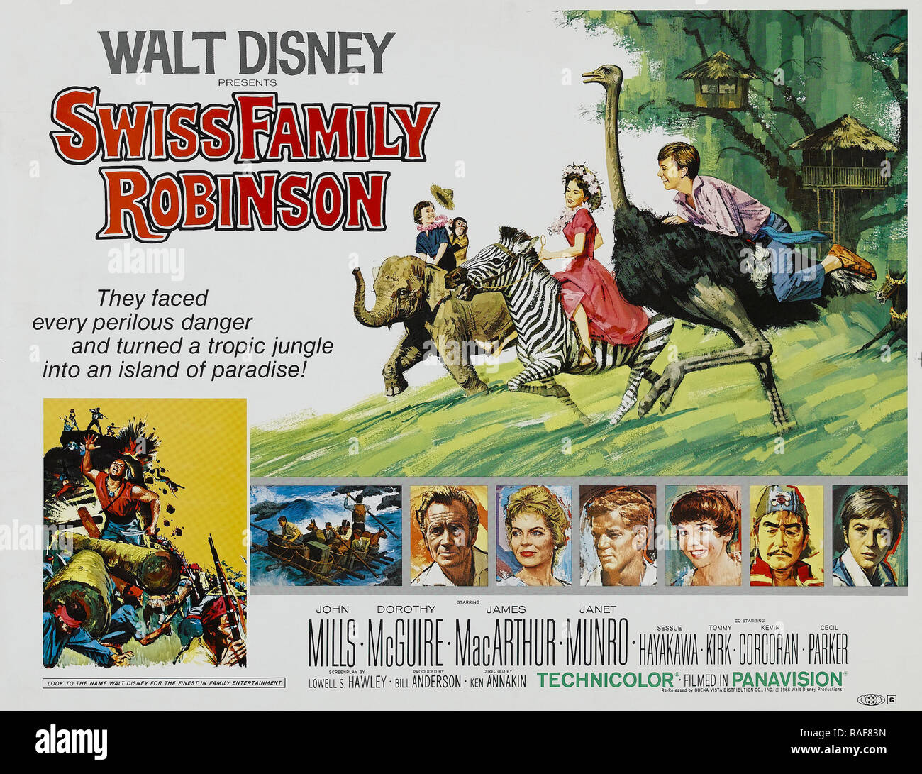 Swiss Family Robinson (Buena Vista, 1960), l'affiche / Lobby Card, Dorothy McGuire, John Mills, James MacArthur référence #  33636 Fichier 844THA Banque D'Images