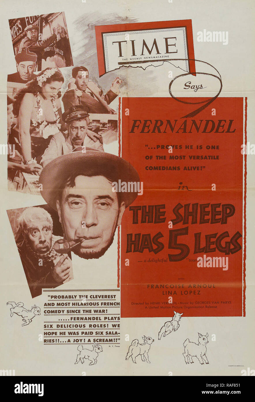 Le mouton a 5 pattes (UMPO, 1955), l'Affiche de référence de dossier Fernandel 33636 862THA Banque D'Images