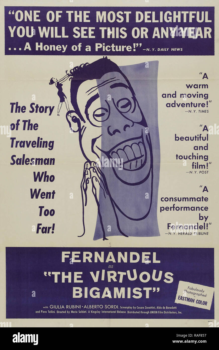 Le cercle vertueux Bigamist (Kingsley International, 1959), l'Affiche de référence de dossier Fernandel 33636 868THA Banque D'Images