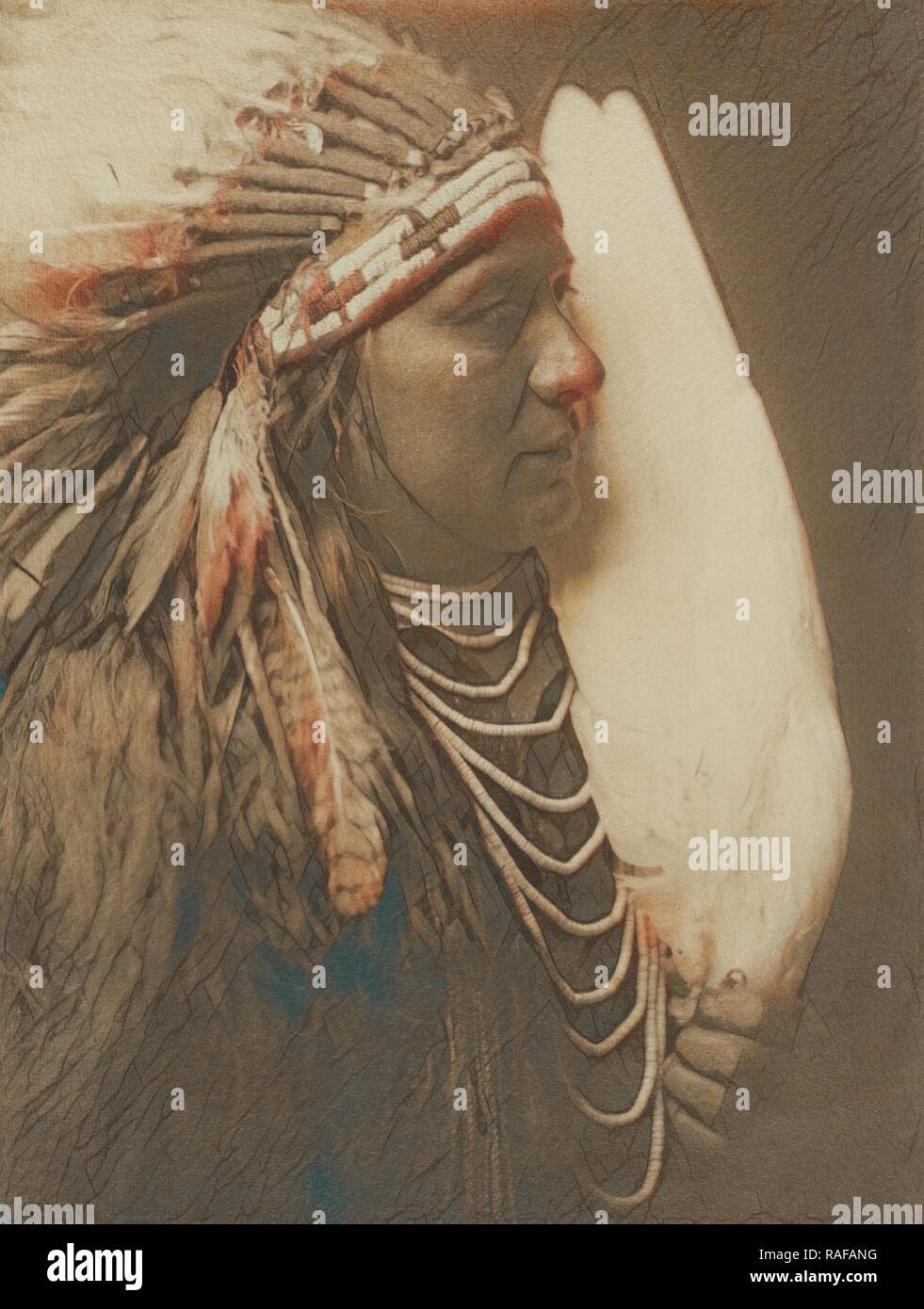 Trois plumes - UN Indiens Nez Percé, Edward S. Curtis (américain, 1868 - 1952), 1905, Tirage argentique, 40,8 x 30 repensé. Banque D'Images