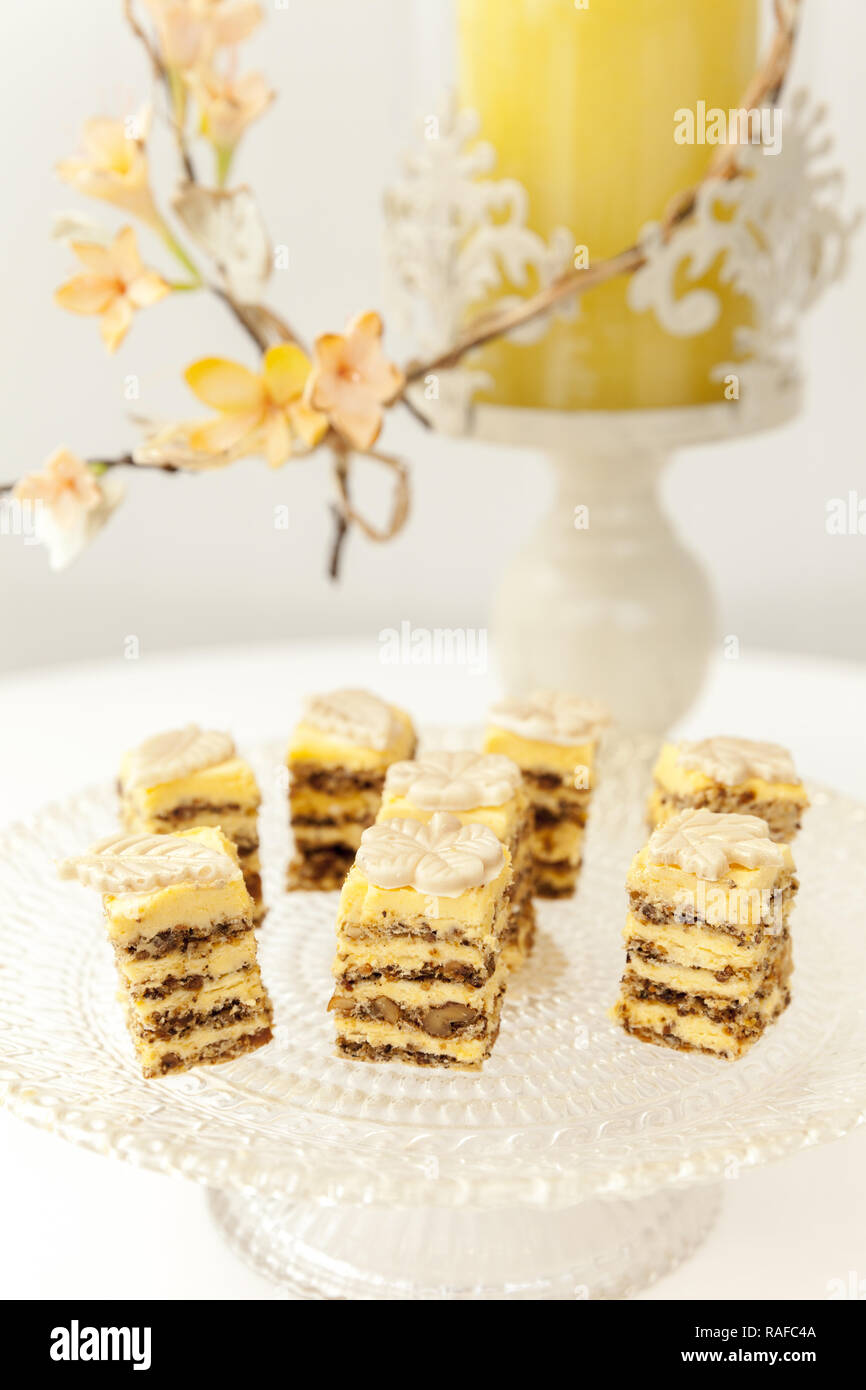 Beaux petits gâteaux de mariage, Close up Banque D'Images