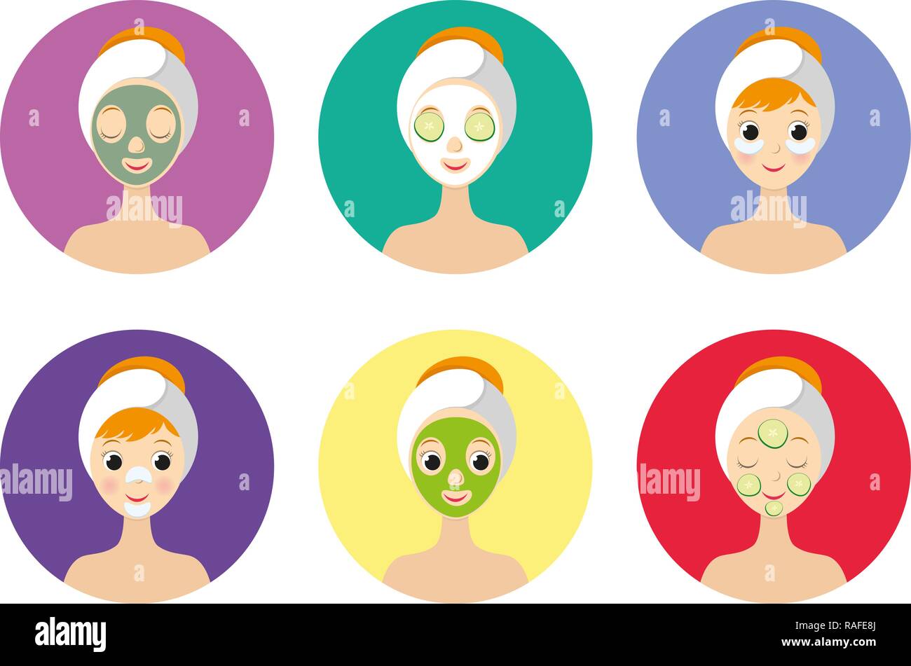 Différents types de masques visage Soins de la peau et l'illustration. Illustration de Vecteur
