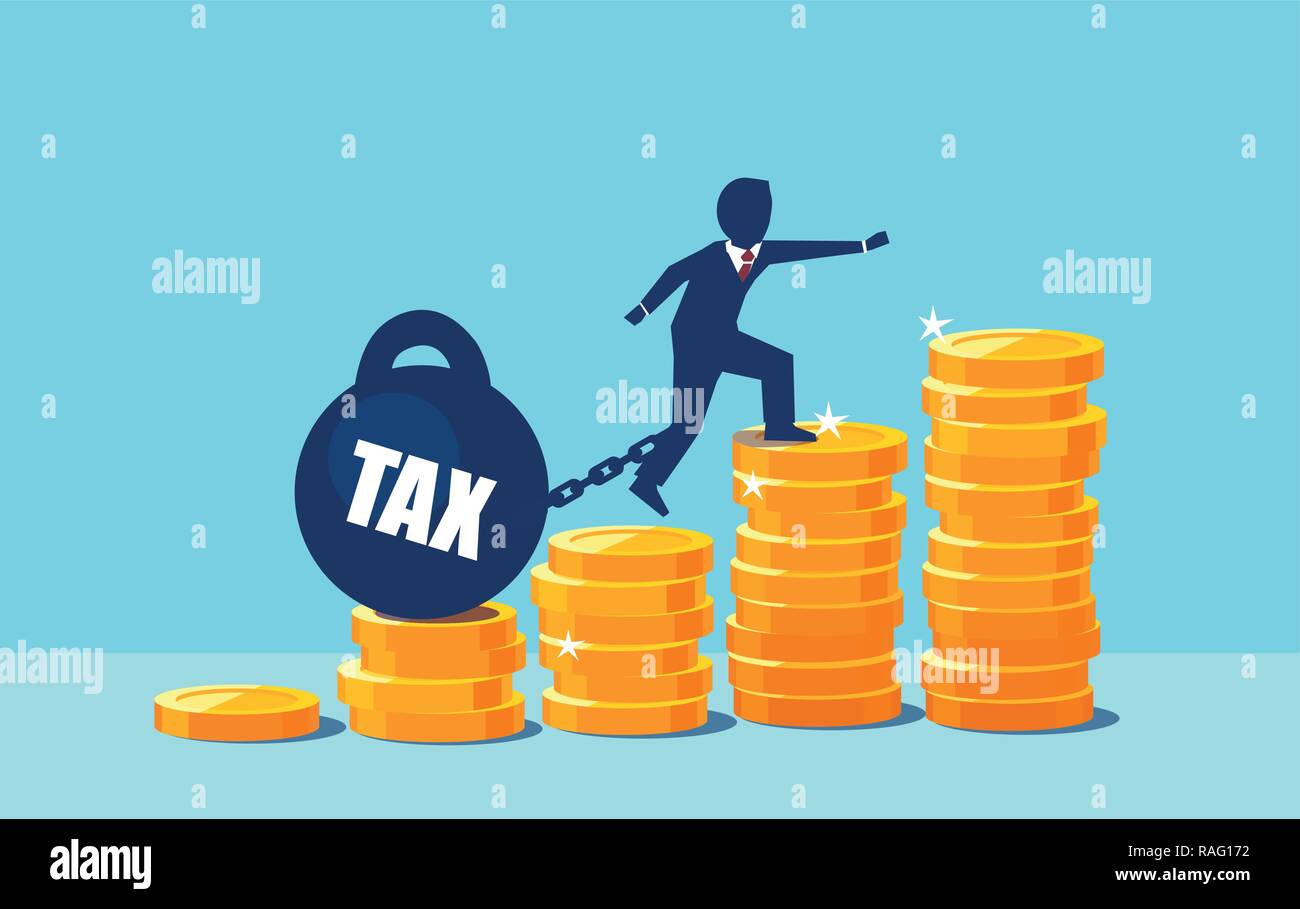 Vecteur d'un homme submergé par des impôts élevés Illustration de Vecteur