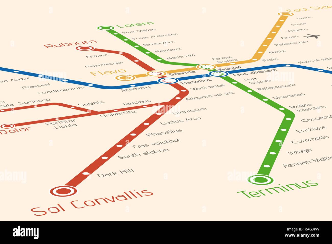 Carte du métro ou métro résumé modèle. Illustration de Vecteur