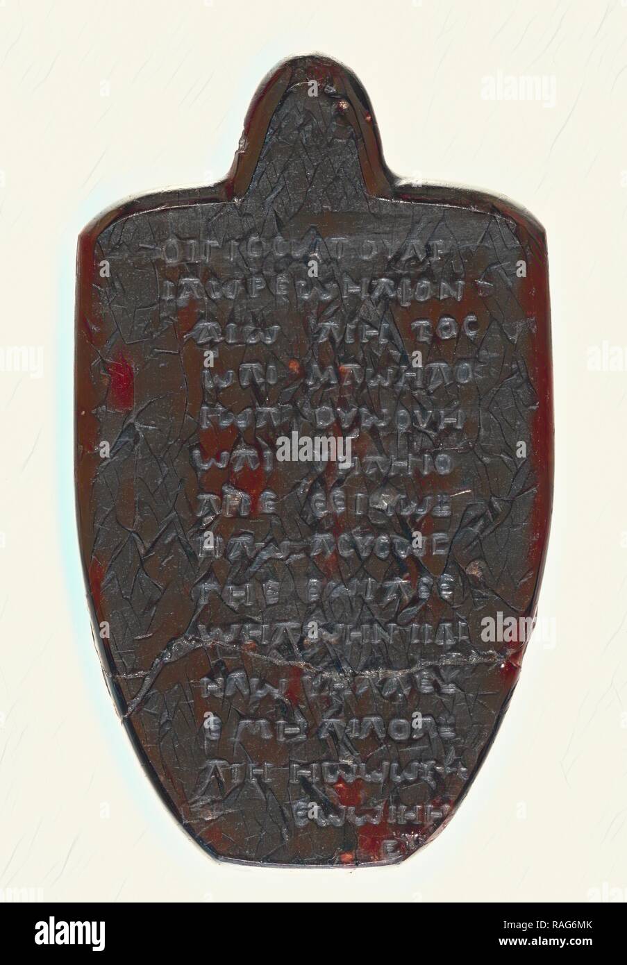 Amulette gnostique gravés sur un grenat, l'Europe ( ?), 18e siècle, grenat, 6,9 × 4 cm (2 × 1 11,16 9,16 in.). Repensé Banque D'Images