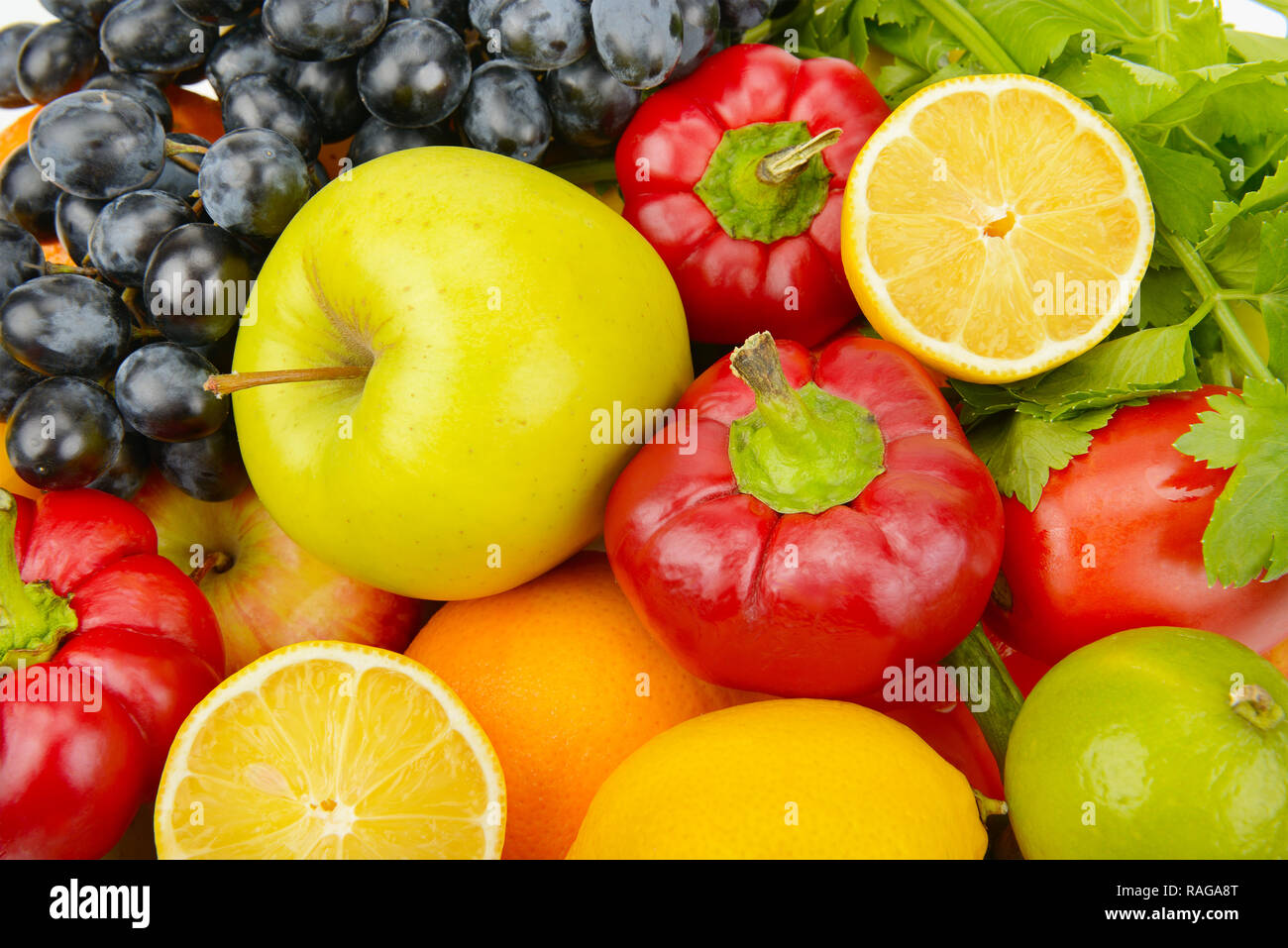 Magnifique cadre d'un ensemble de légumes et fruits Banque D'Images