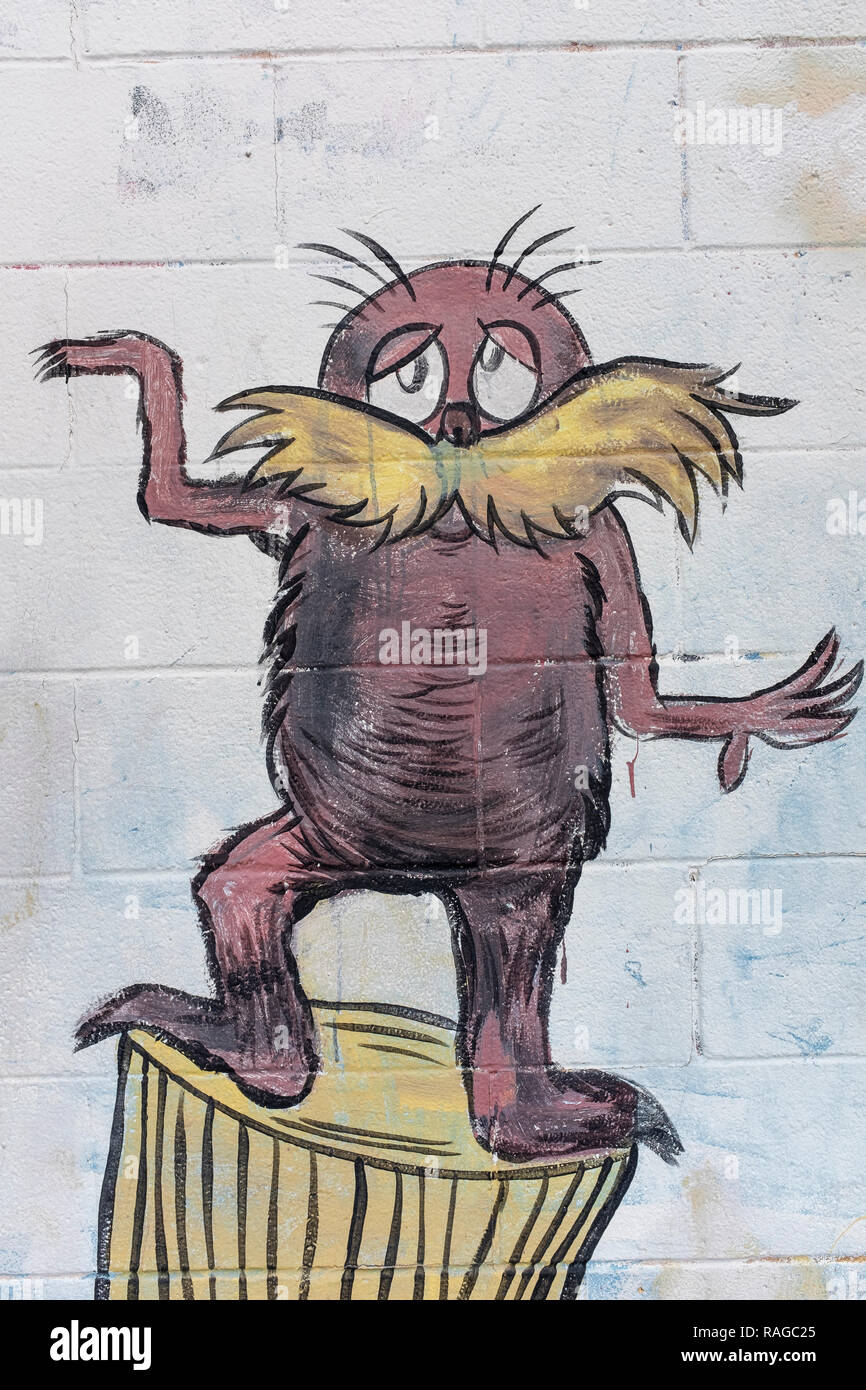 Peinture murale de 'Le Lorax' in Barelas, Nouveau Mexique Banque D'Images