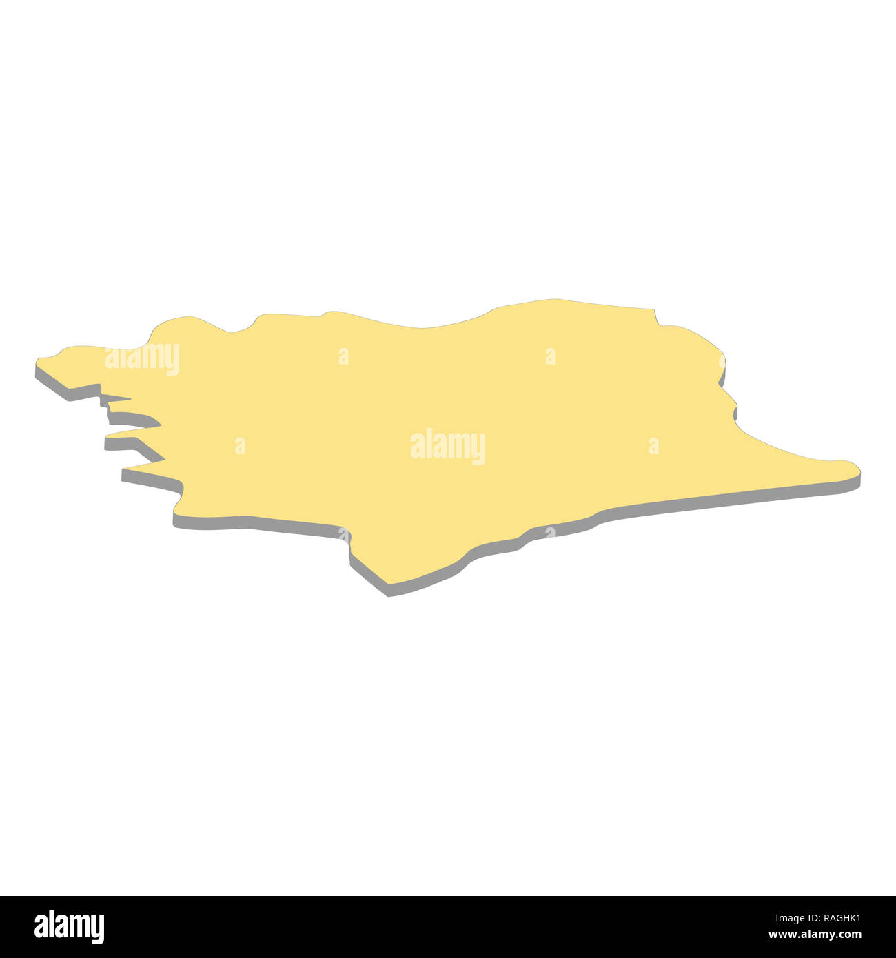 Carte 3d de la Côte d'ivoire. Silhouette d'une carte de la Côte d'ivoire illustration Banque D'Images