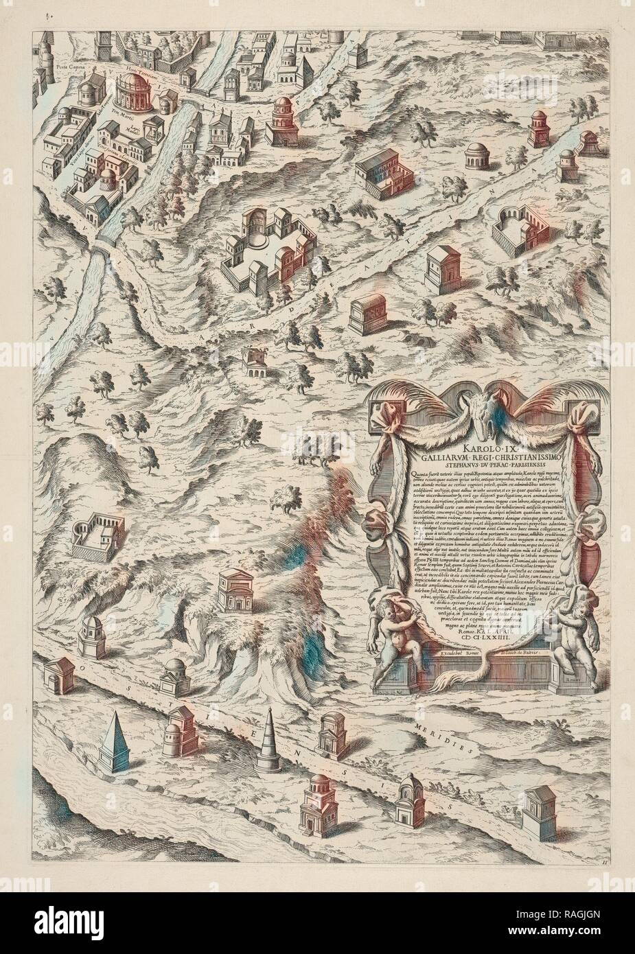 Urbis Romae Sciographia Antiquus ex Monumentis. Accuratiss Delineata. Collection de cartes de Rome, du Pérac, Etienne repensé Banque D'Images