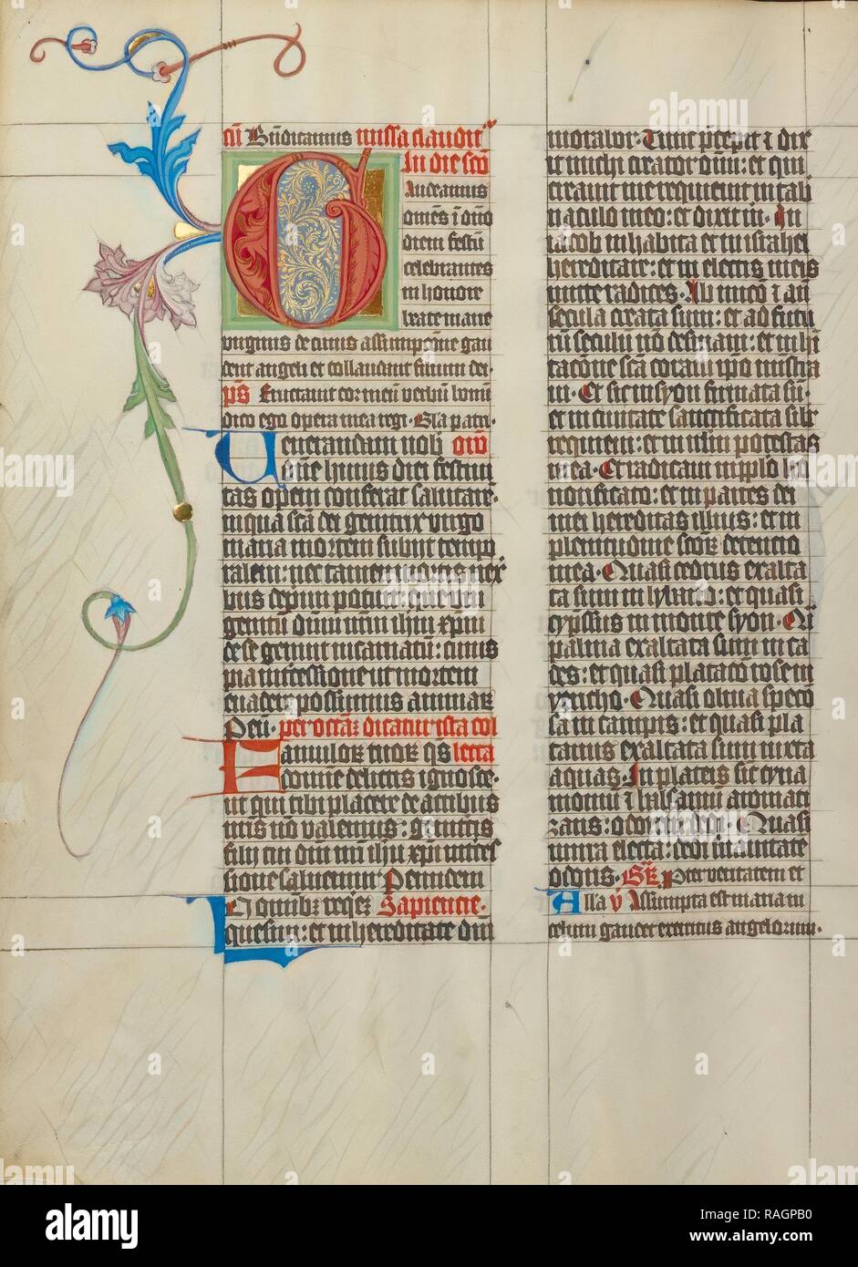G initiale décorée, Maître Michael (autrichienne, actif à propos de 1420 jusqu'au milieu du xve siècle), Vienne, Autriche, à propos de repensé Banque D'Images