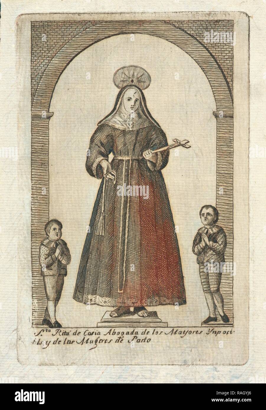 Saint Rita de Casia, Collection de gravures religieuses du Mexique. Repensé  par Gibon. L'art classique avec une touche moderne repensé Photo Stock -  Alamy