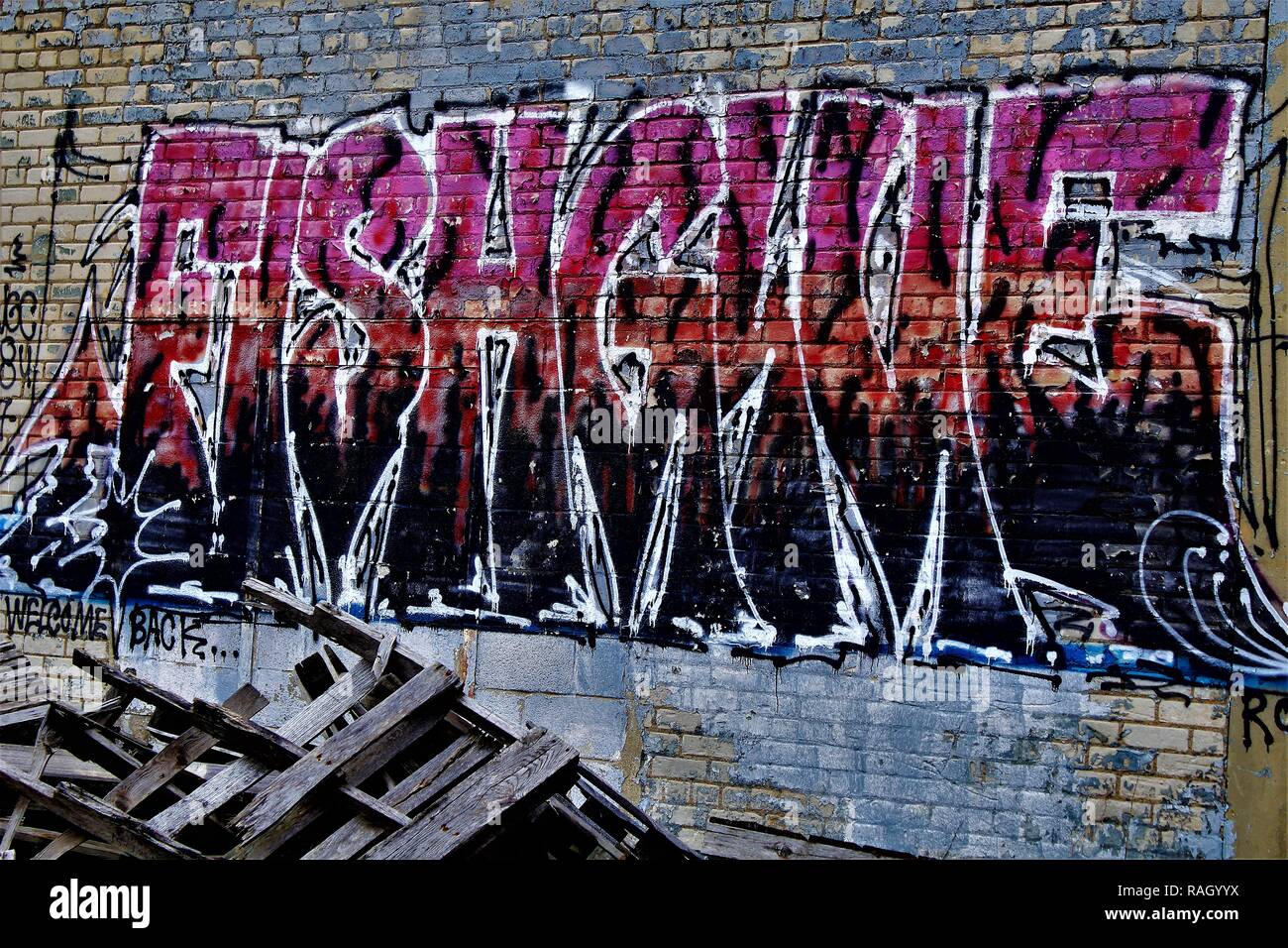 Detroit Graffiti Urbain Banque D'Images