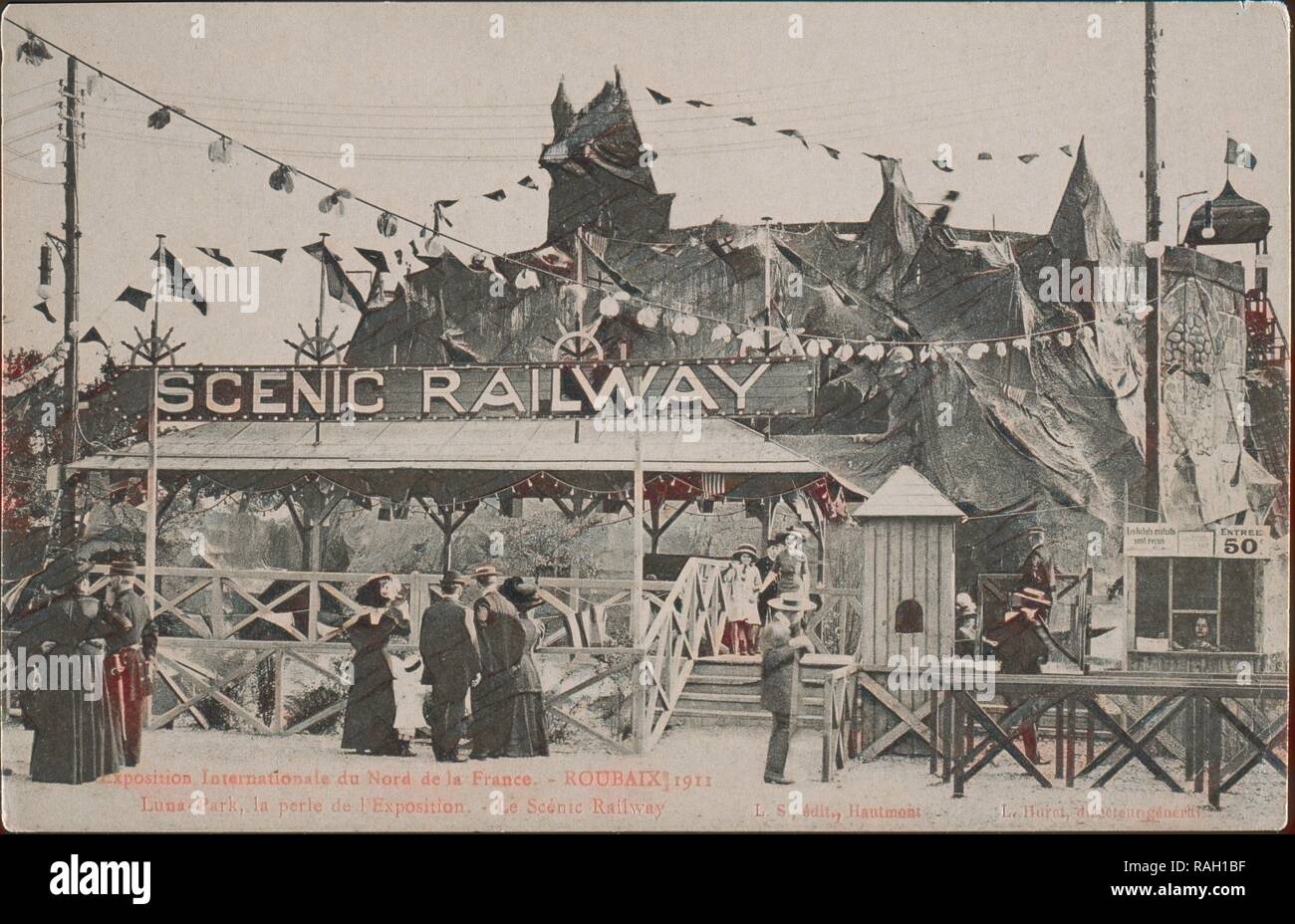 Luna Park, la perle de l'exposition, le Scénic Railway, Laffineur-Samin, Phototypie, 1911, Exposition Internationale repensé Banque D'Images