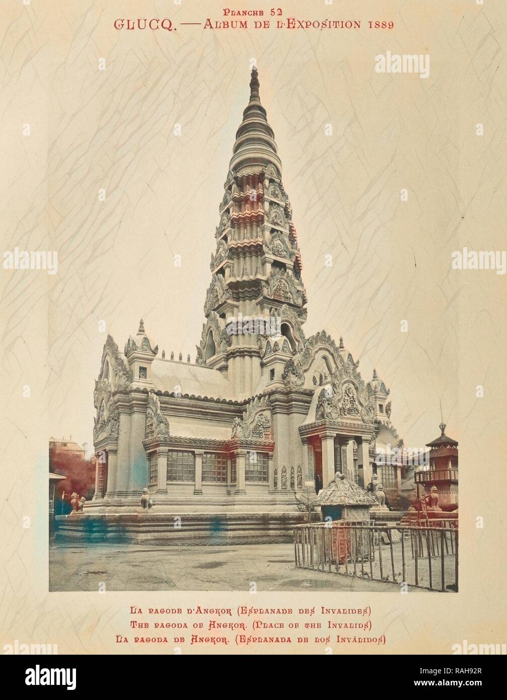 La pagode d'Angkor, l'album de l'exposition de 1889, Glücq, 1889. Repensé par Gibon. L'art classique avec un style moderne repensé Banque D'Images
