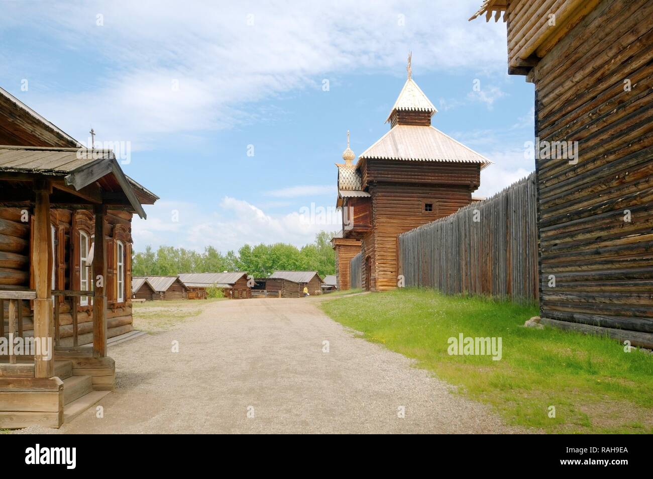 La tour Spassky de la prison Ylym, 1667, Irkoutsk et architectural du Musée Ethnographique Taltsy', 'règlement de Talzy Banque D'Images