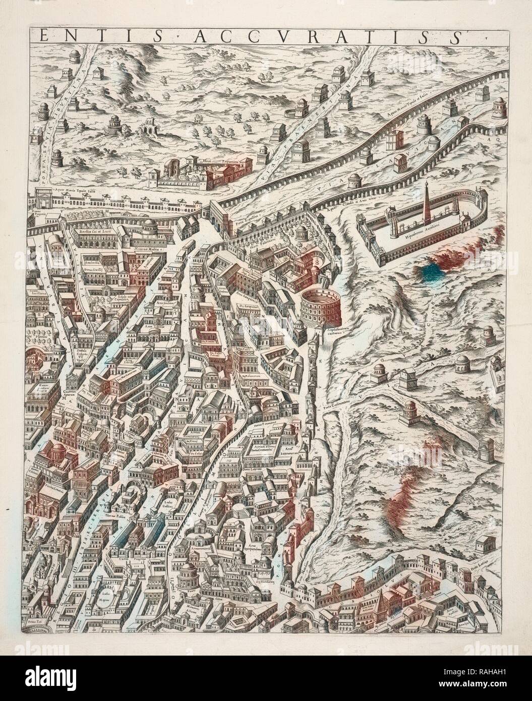 Urbis Romae Sciographia Antiquus ex Monumentis. Accuratiss Delineata. Collection de cartes de Rome, du Pérac, Etienne repensé Banque D'Images