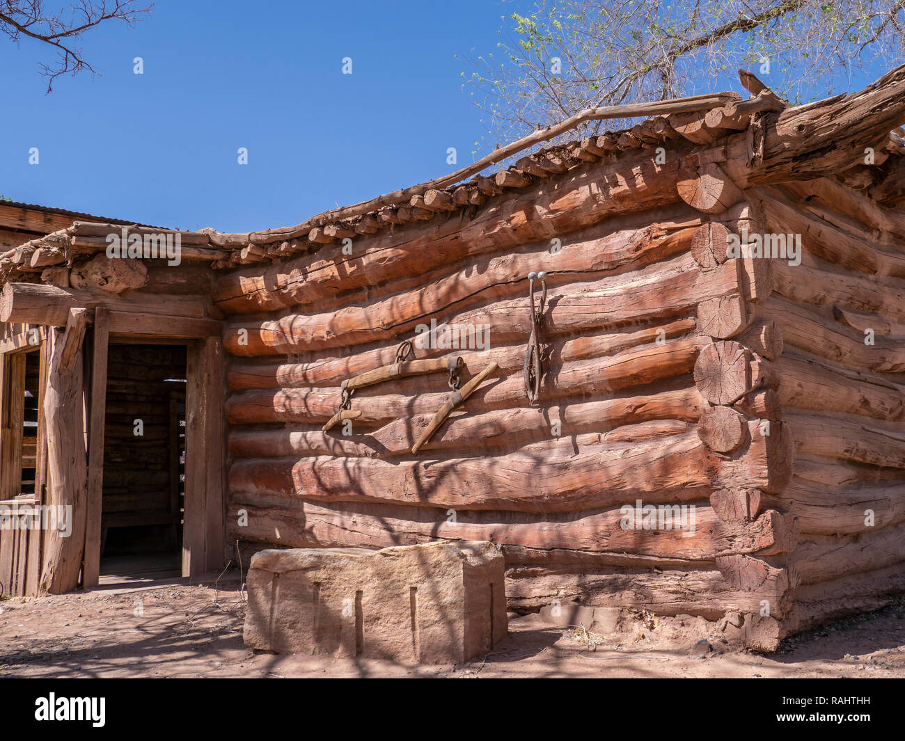 Cabine de Barton, Bluff Fort, Bluff, Utah. Banque D'Images