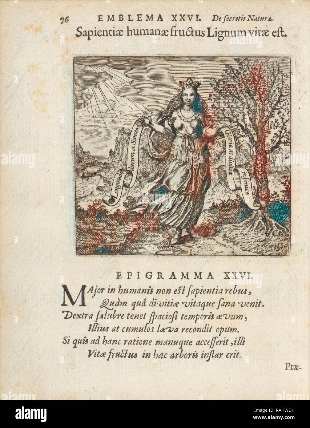 Emblema XXVI : humanae Sapientiae fructus Lignum vitae est. Majeri Secretioris Michaelis, secretorum naturae repensé Banque D'Images