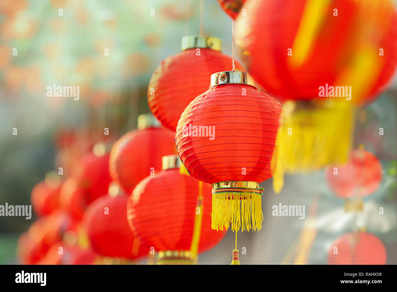 Le nouvel an chinois lanternes dans China Town. Banque D'Images